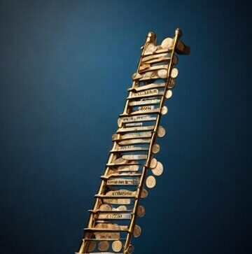 A ladder with coins all over it